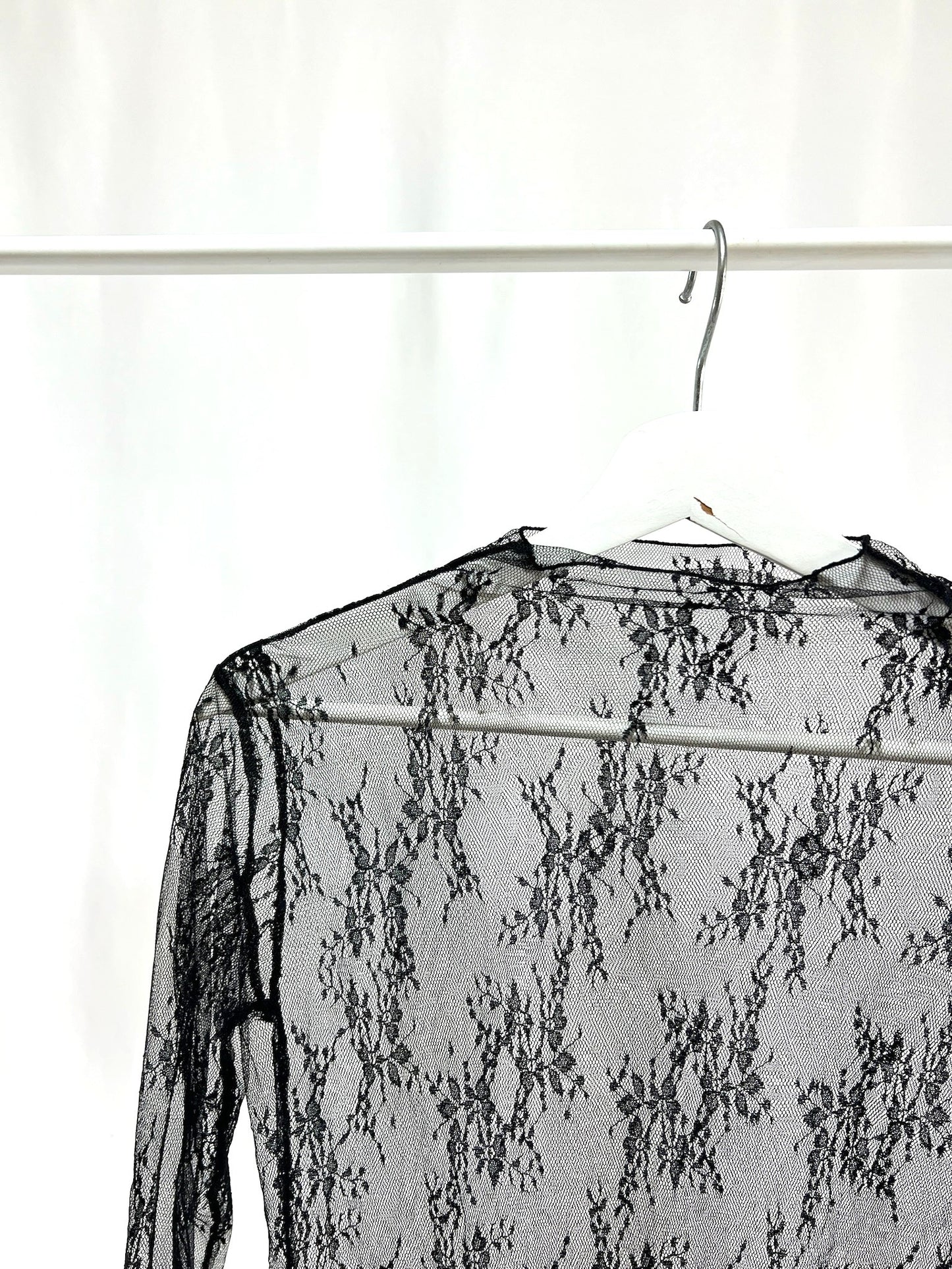 25026Black Sheer Lace Top
