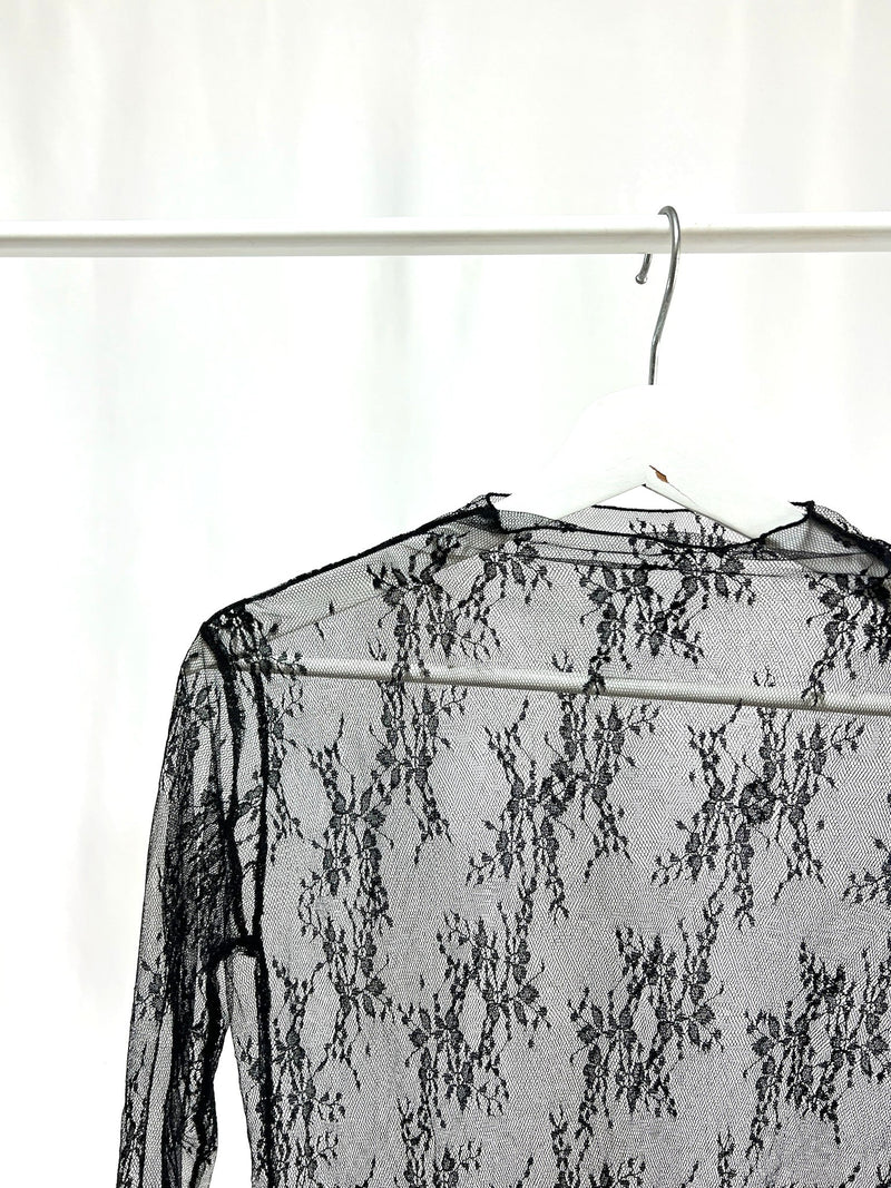25026Black Sheer Lace Top