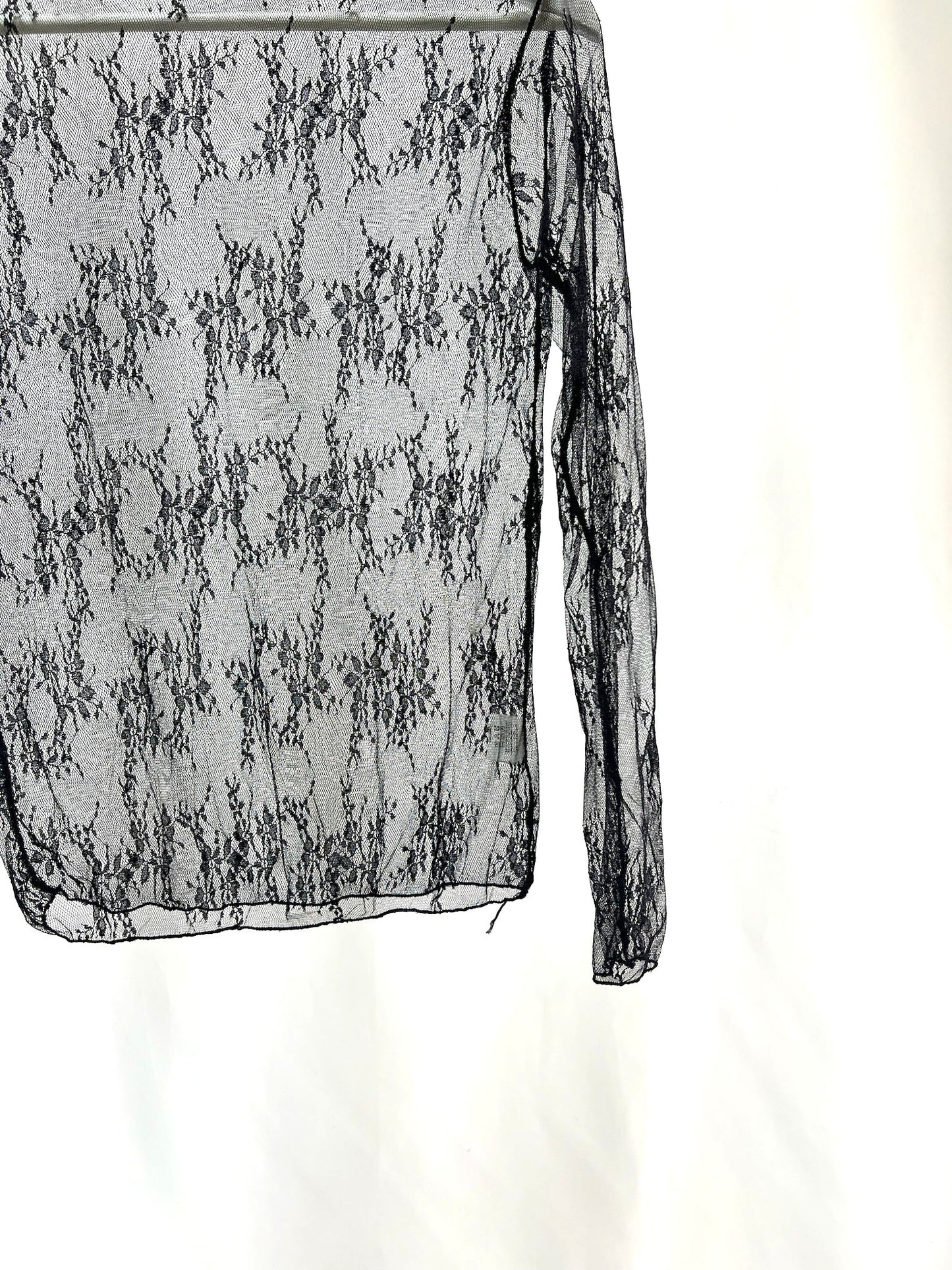 25026Black Sheer Lace Top