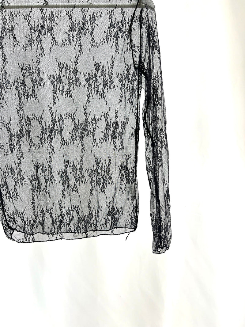 25026Black Sheer Lace Top