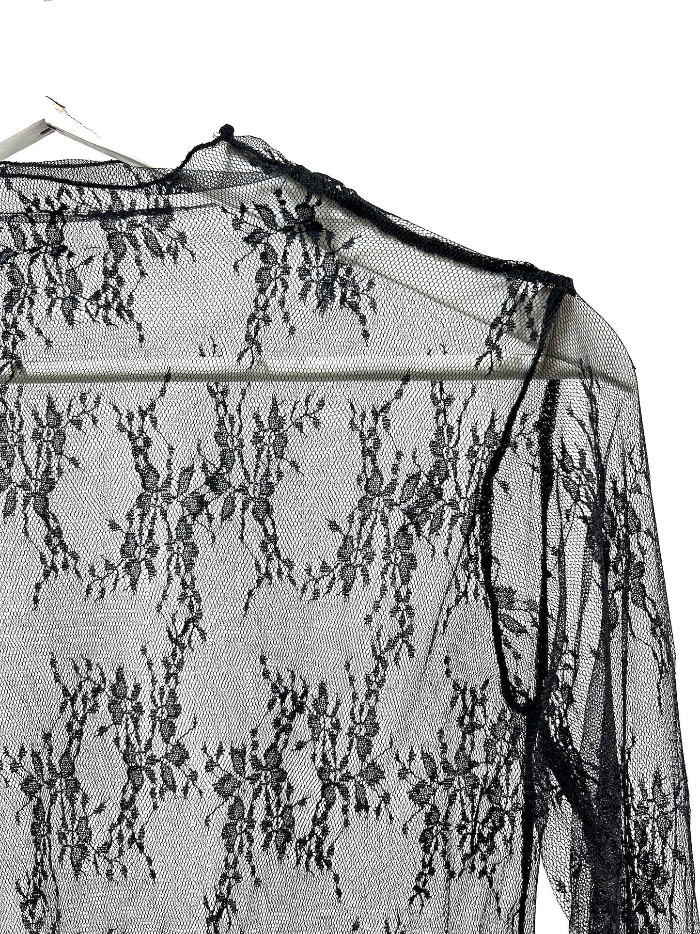 25026Black Sheer Lace Top