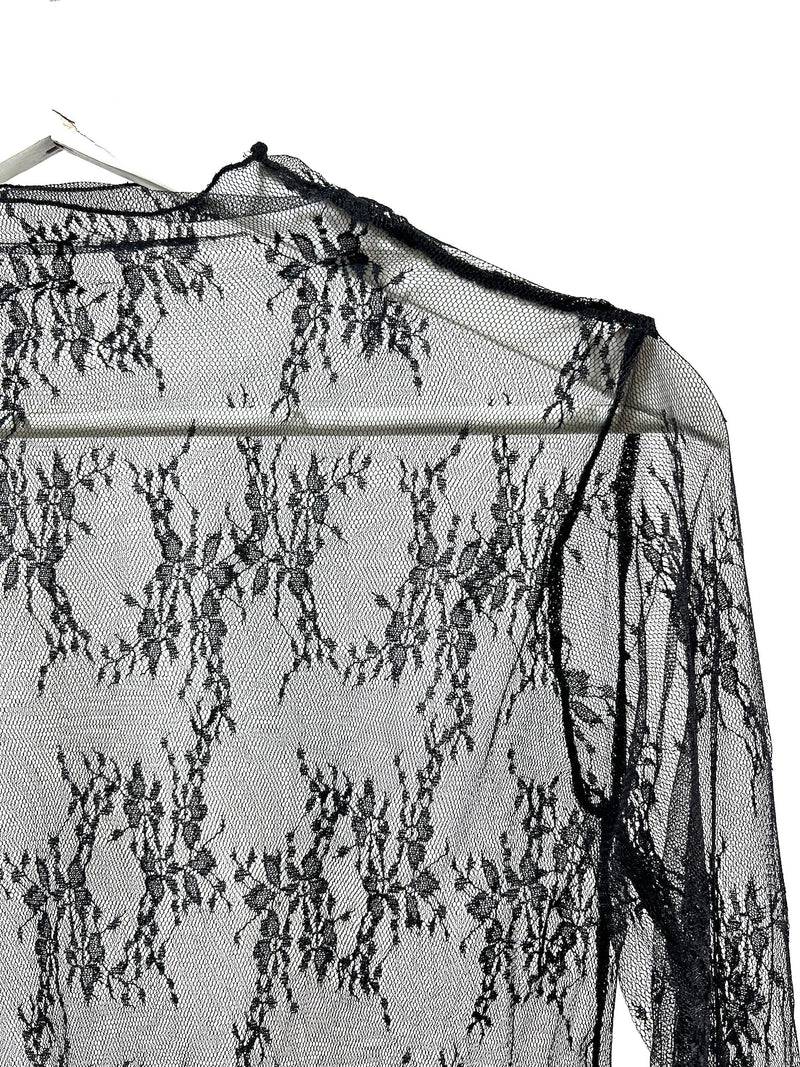 25026Black Sheer Lace Top