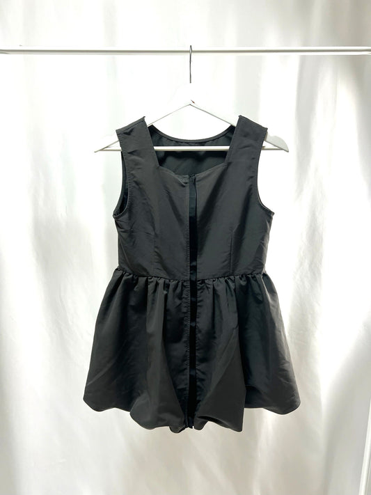 25025Dark Gray Front Zip Tank Dress