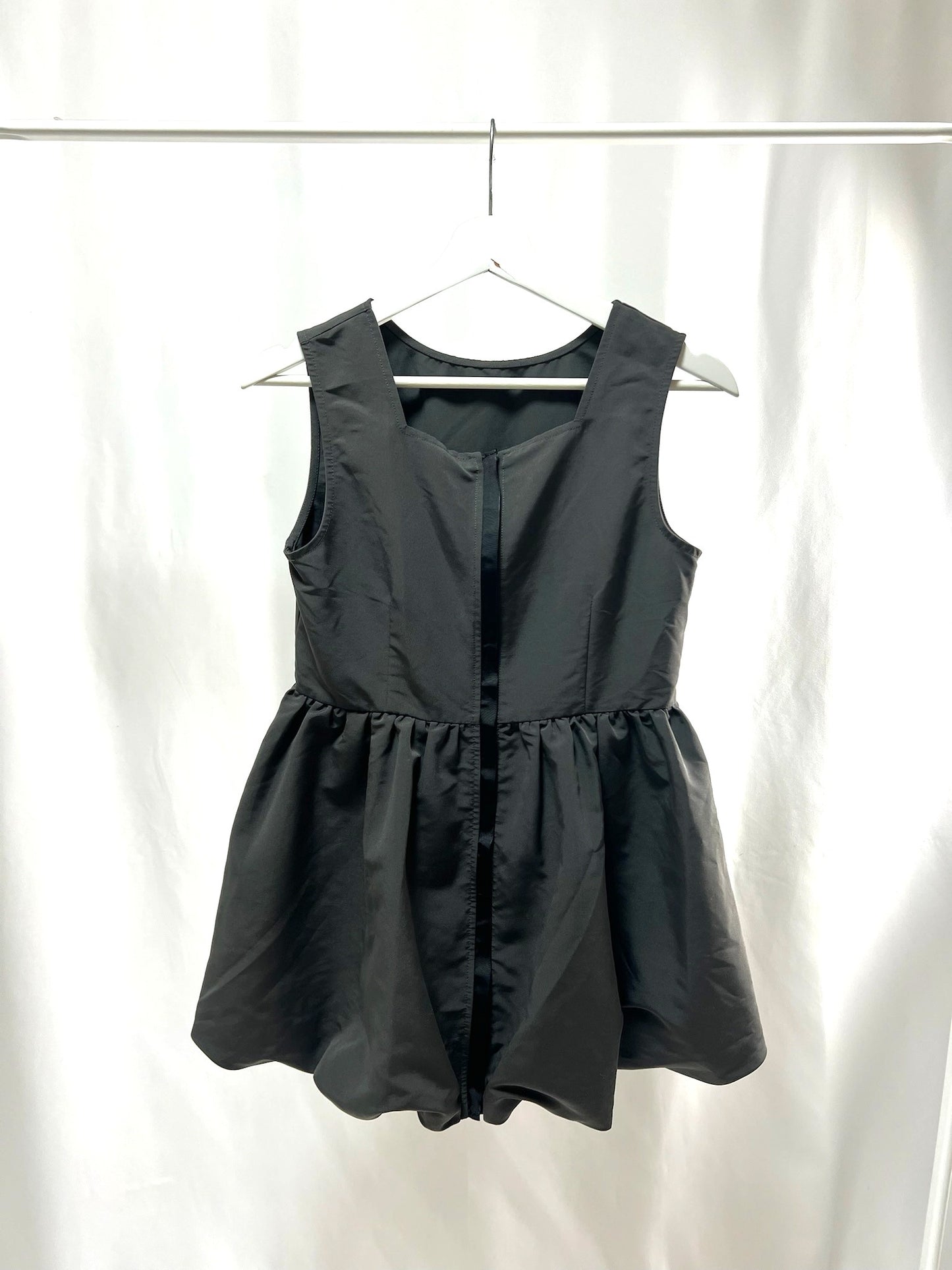 25025Dark Gray Front Zip Tank Dress