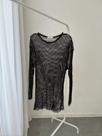25059Black Mesh Short Sleeve Top