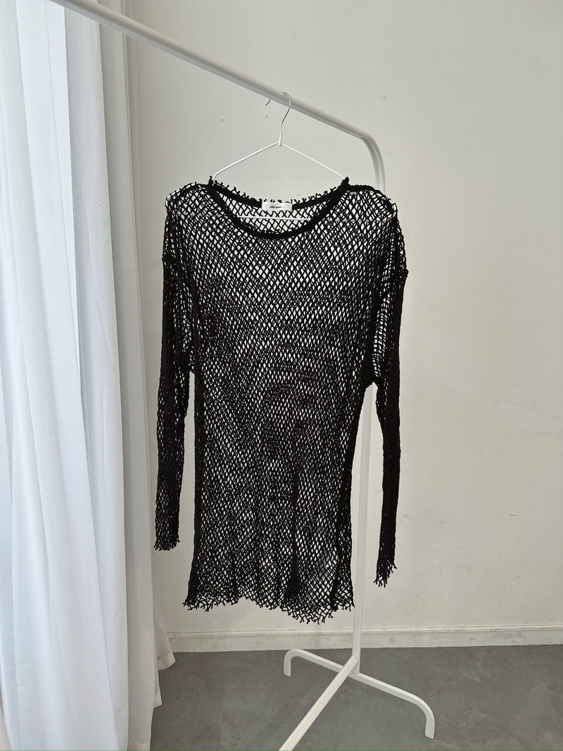 25059Black Mesh Short Sleeve Top