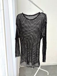 25059Black Mesh Short Sleeve Top