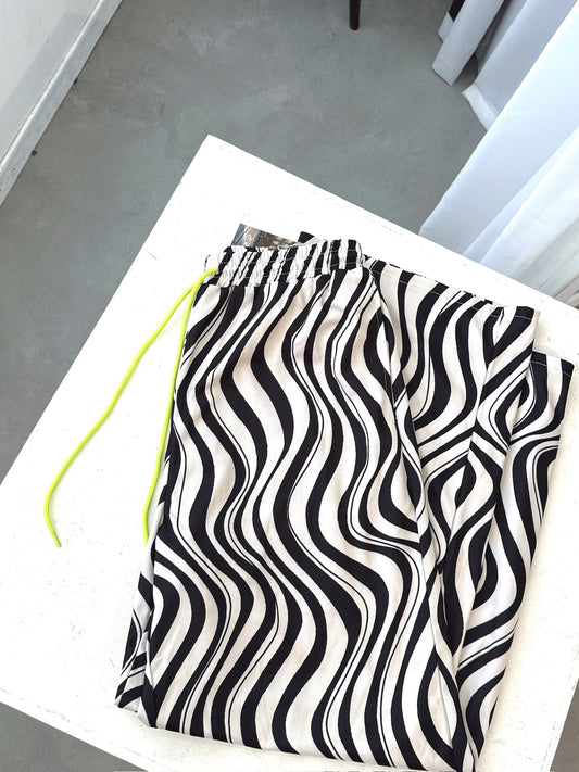 Zebra Print Ribbed Lounge Pants