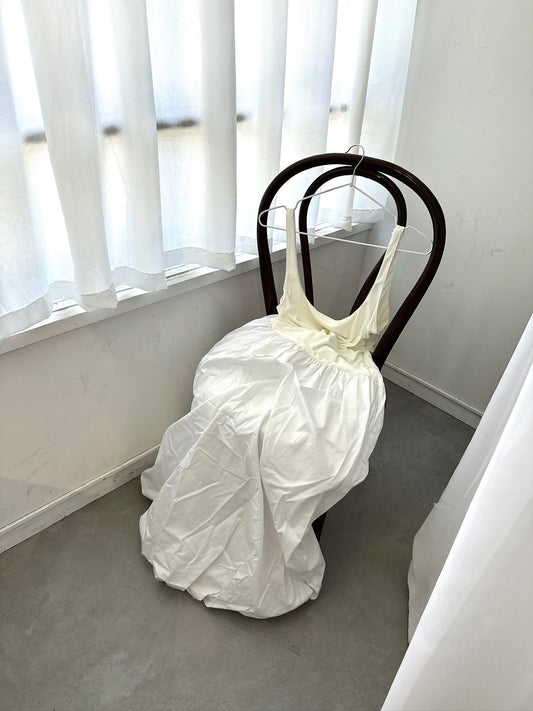 White Balloon Tank Top Long Dress