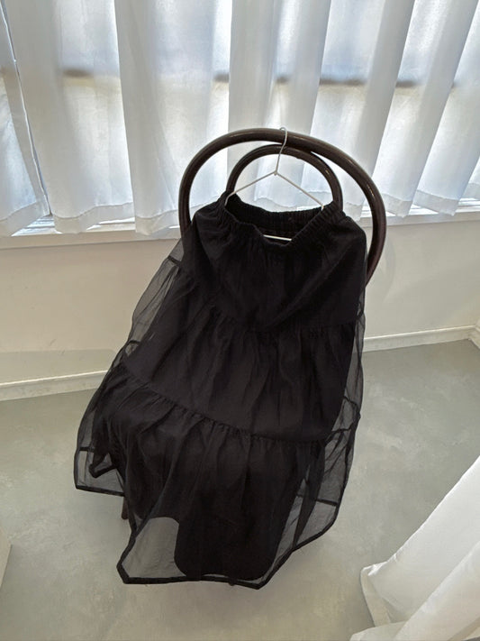 Black Sheer Layered Skirt – Flowy & Light Volume