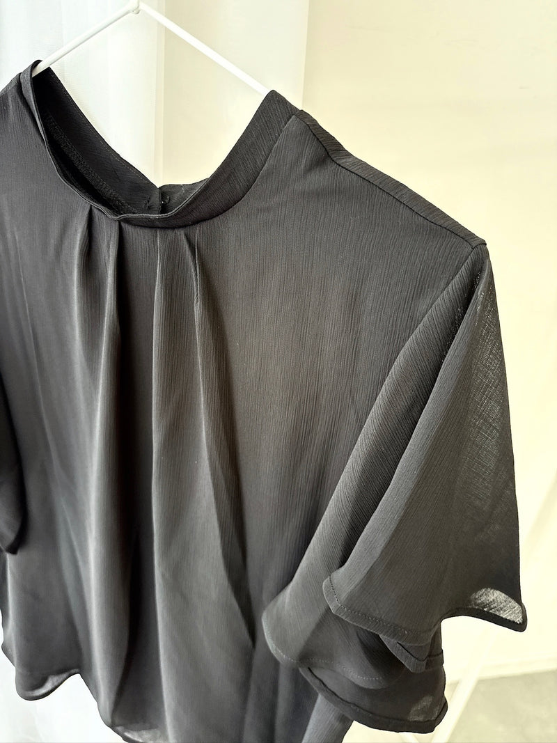 Black Chiffon Sheer Top – Lightweight Long Sleeve