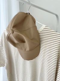 Beige Striped Short Sleeve Top – Casual Fit