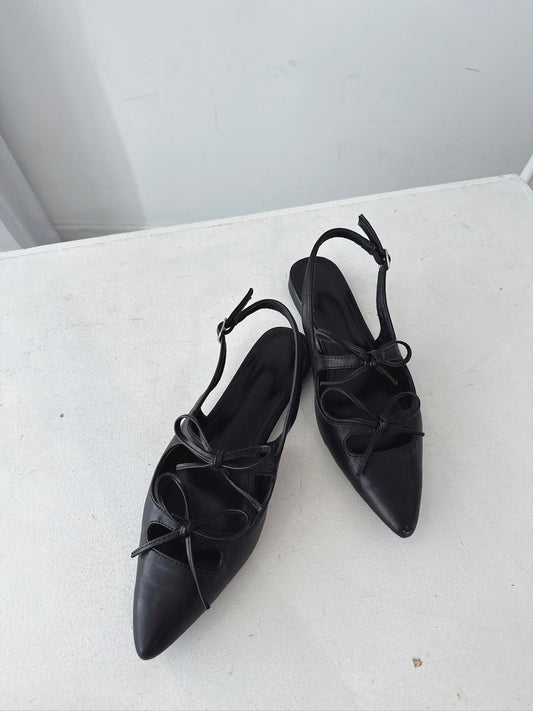 Black Ribbon Slingback Flats