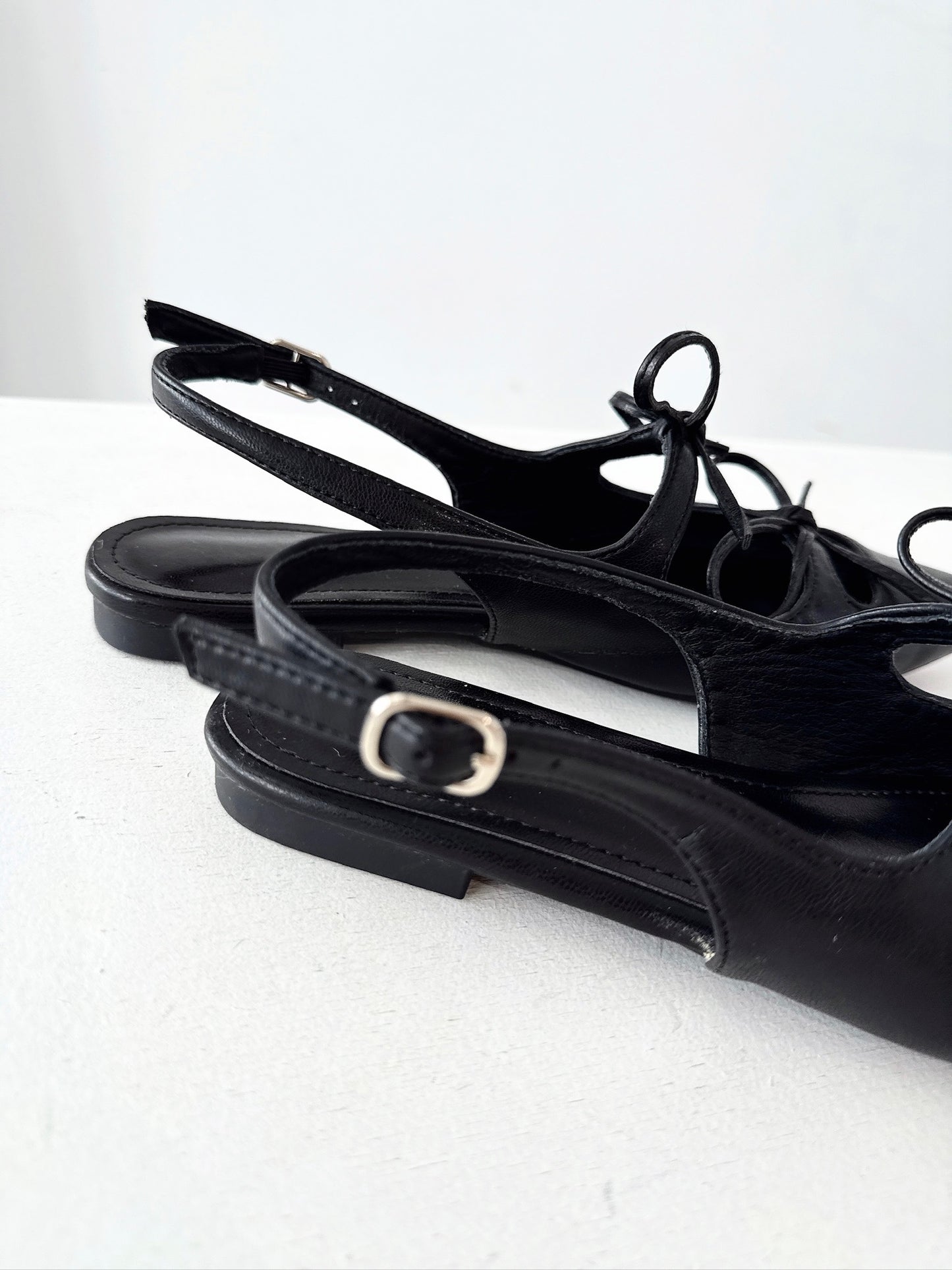 Black Ribbon Slingback Flats