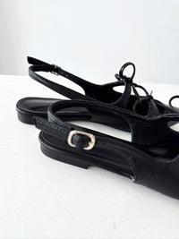 Black Ribbon Slingback Flats