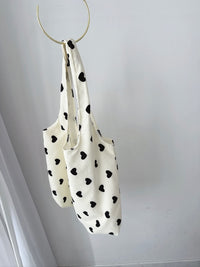 Heart Dot Eco Tote – Ivory & Black