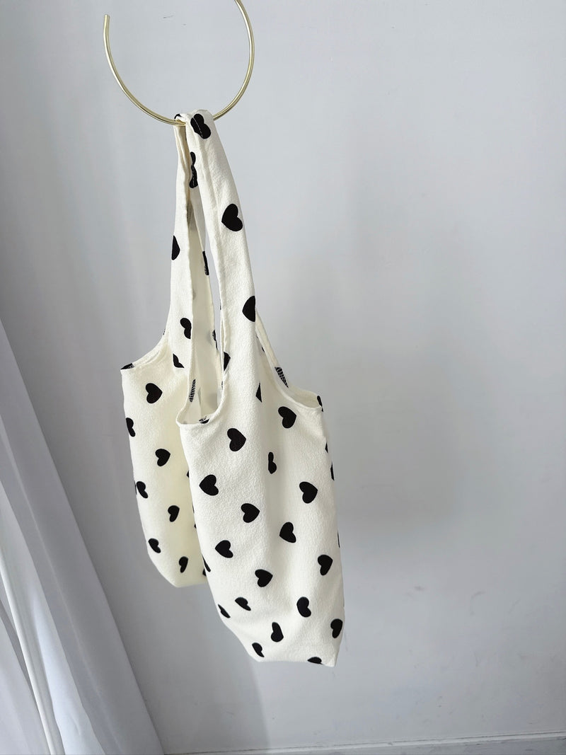 Heart Dot Eco Tote – Ivory & Black