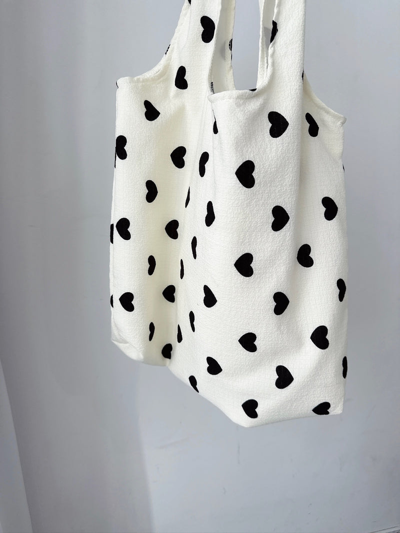 Heart Dot Eco Tote – Ivory & Black