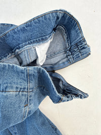 Flared Raw Hem Denim Skirt
