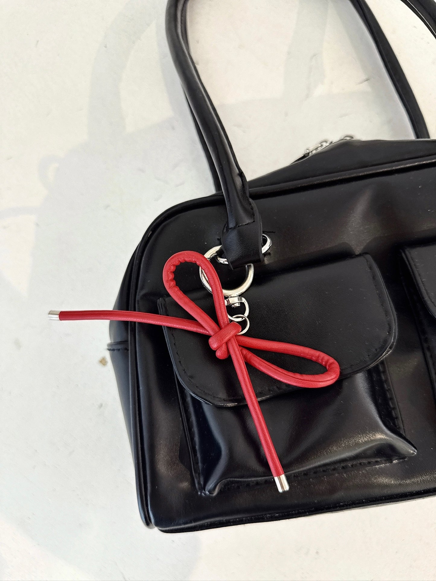 Red Ribbon Keychain – Cute Charm Accessory