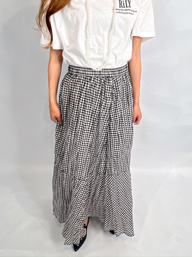 Gingham Check Maxi Skirt – Black & White