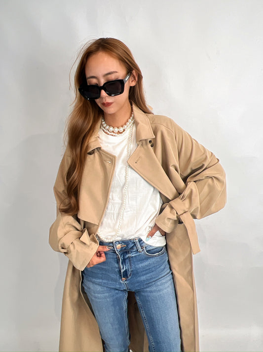 Beige Long Trench Coat