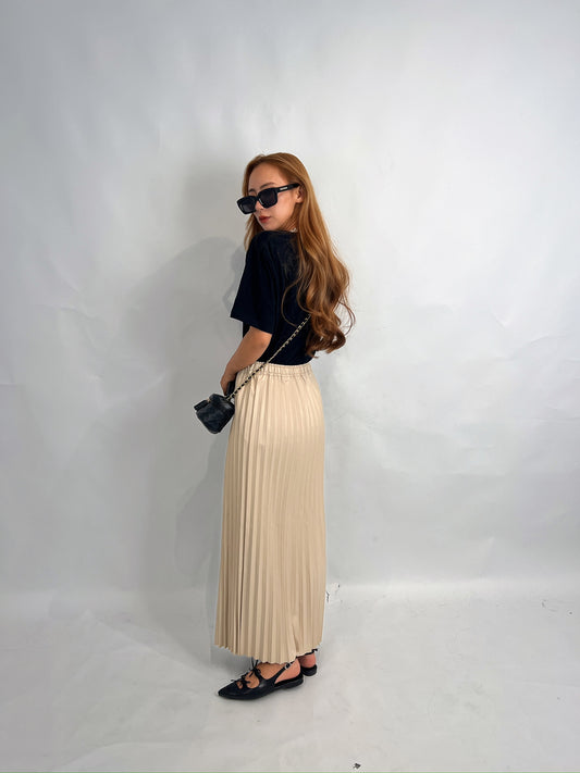 White Faux Leather Pleated Skirt