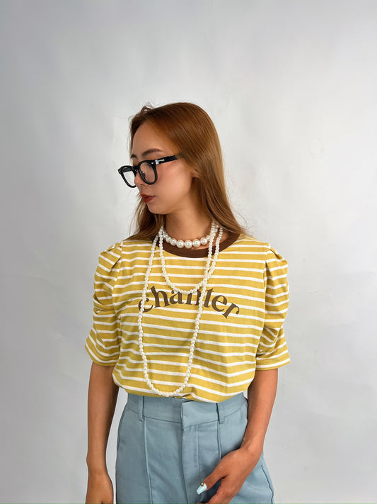Yellow Striped Logo Top – Short Sleeve Tee