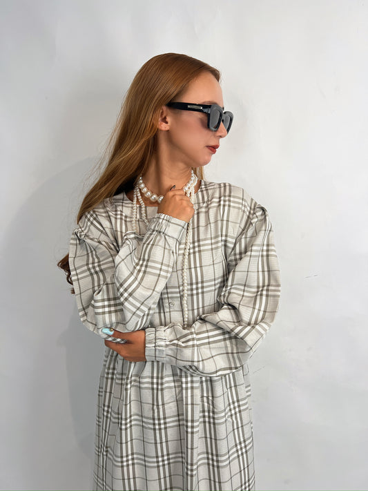 Plaid Midi A-Line Dress