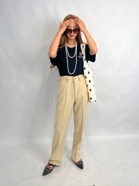 Beige High-Waisted Straight Pants – Tailored Fit