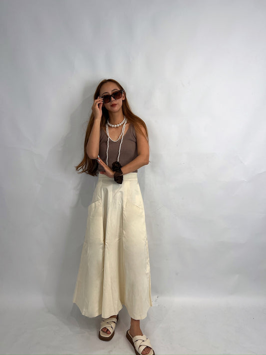 Ivory A-Line Midi Skirt