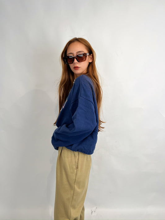 Navy Graphic Logo Sweatshirt – Oversized Fit