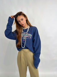 Navy Graphic Logo Sweatshirt – Oversized Fit