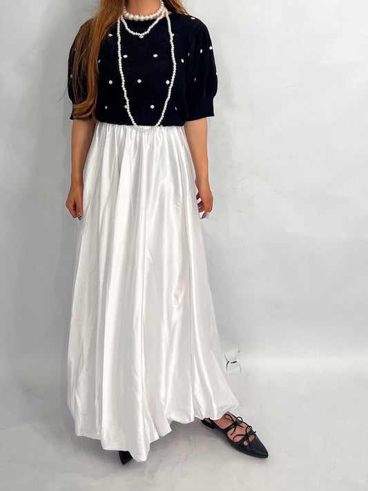 Balloon Maxi Skirt – White
