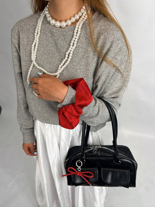 Grey Fuzzy Knit Top