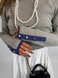 Grey Two-Tone Ribbed Top