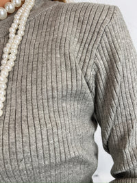 Grey Two-Tone Ribbed Top