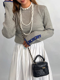 Grey Two-Tone Ribbed Top