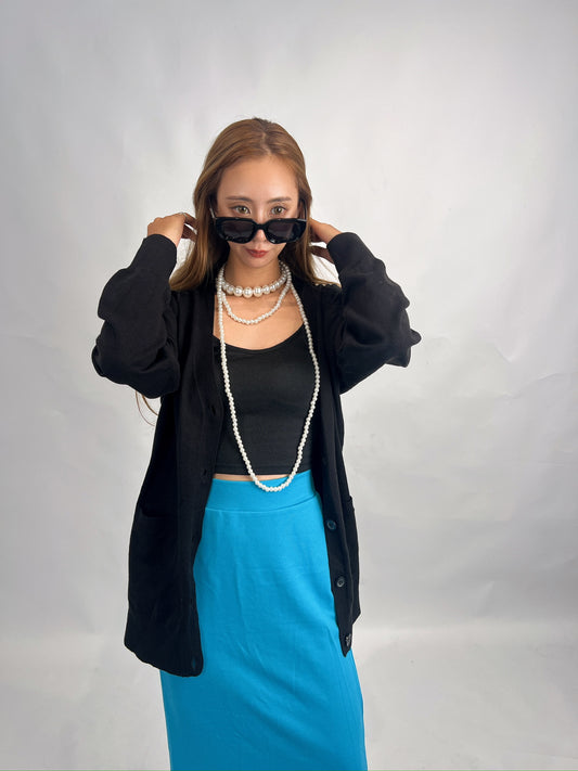 Black Knit Button-Front Cardigan