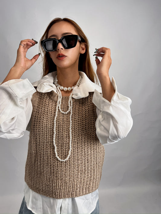 Beige Knit Vest