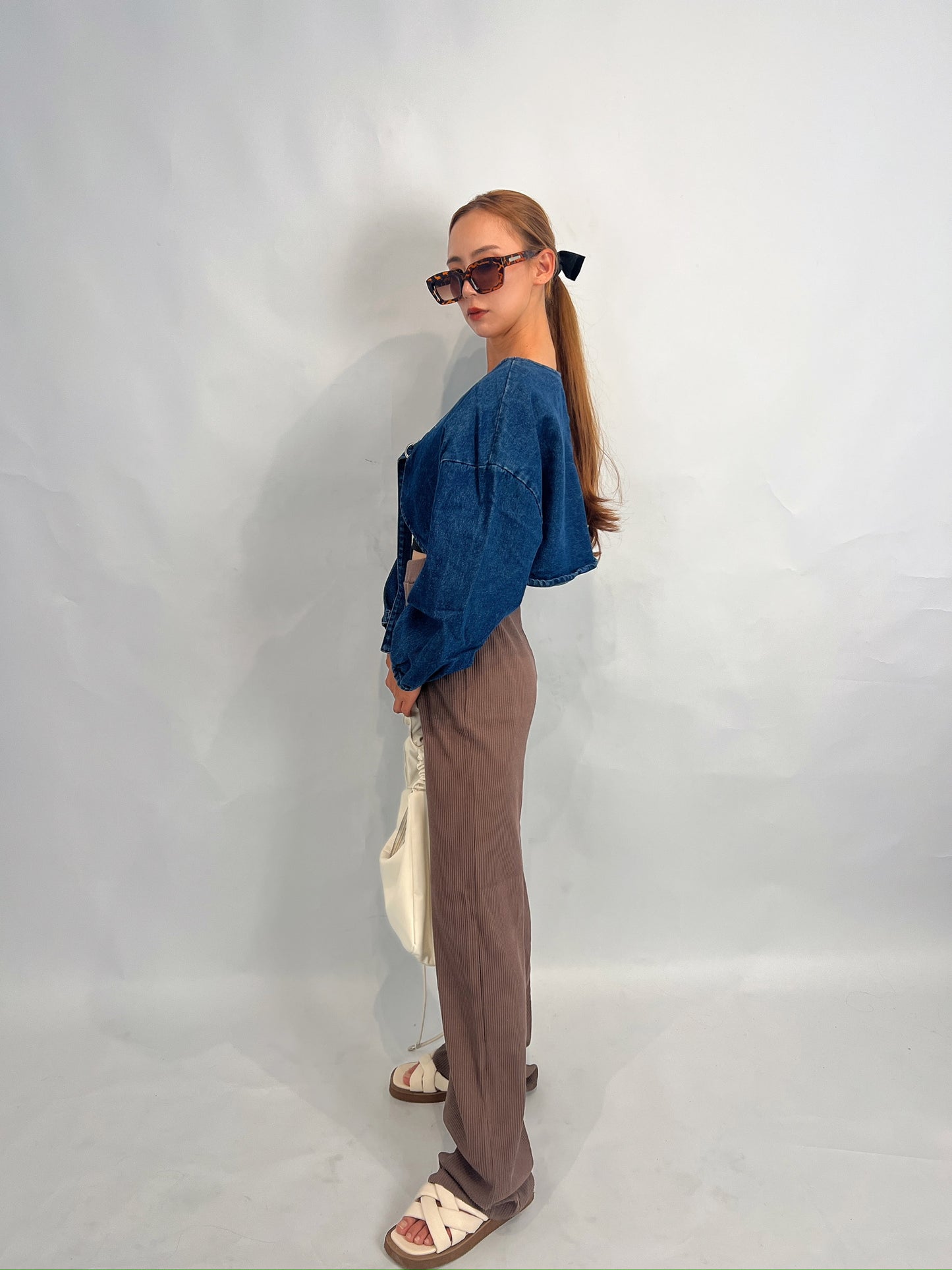 Brown Ribbed Knit Pants