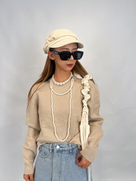 Ivory Suede Casquette Cap