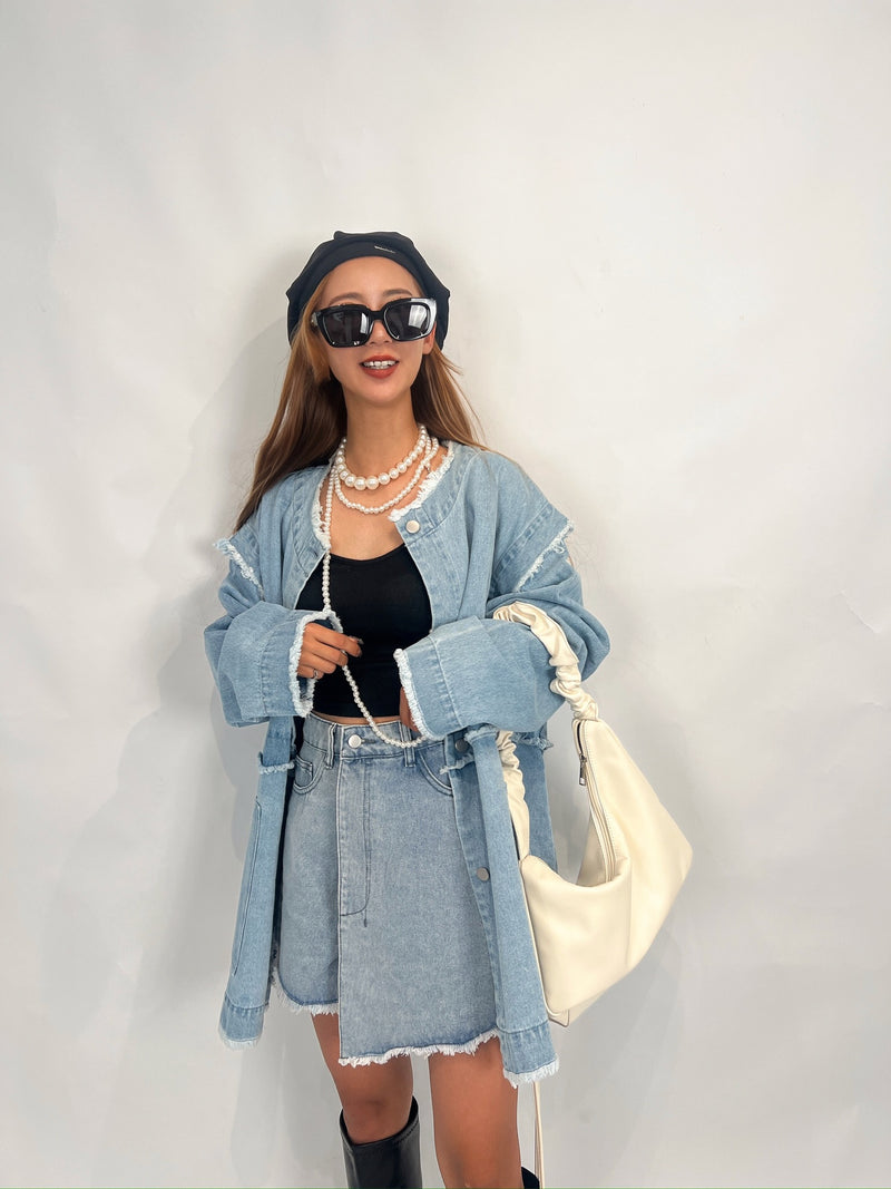Frayed Light Denim Jacket