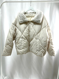 Quilted Jacket with Faux Shearling Collar