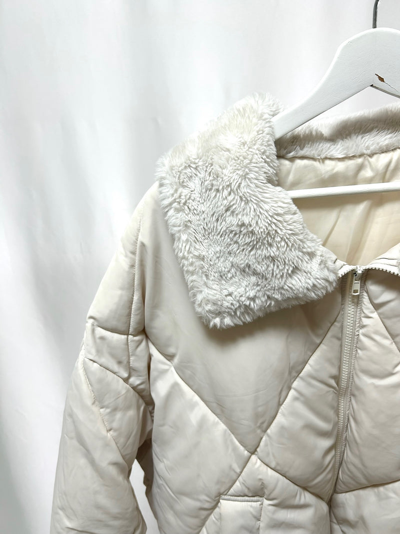 Quilted Jacket with Faux Shearling Collar