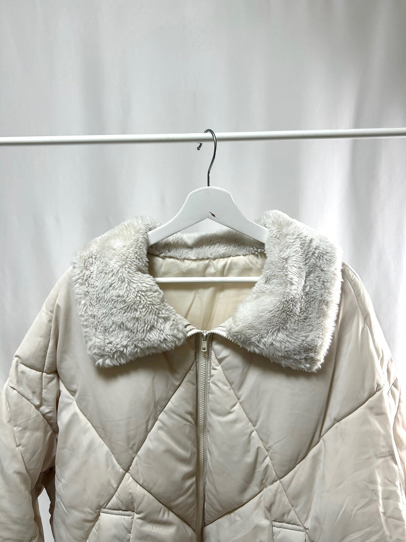 Quilted Jacket with Faux Shearling Collar