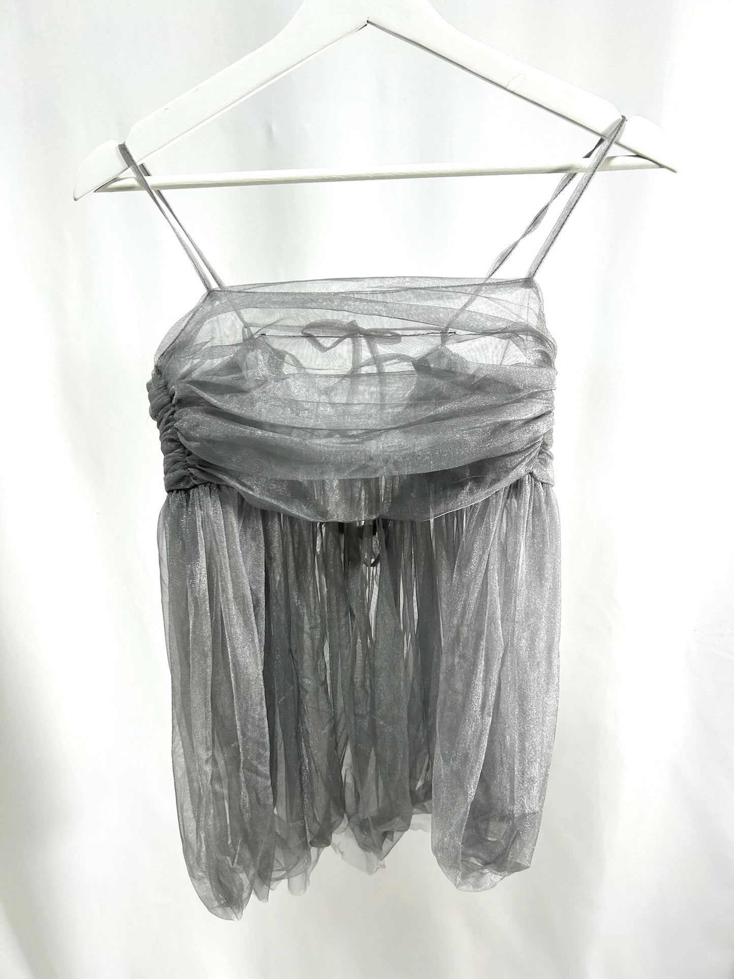 25023Gray Tulle Camisole Top