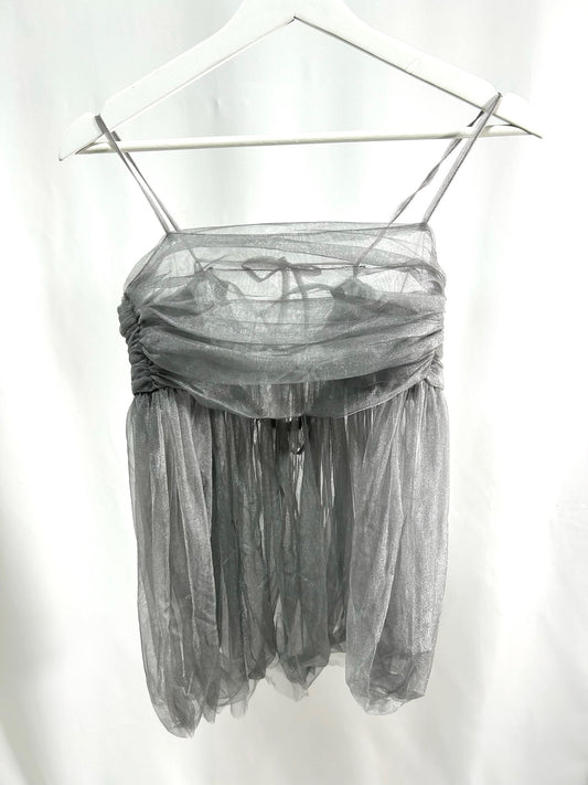 25023Gray Tulle Camisole Top