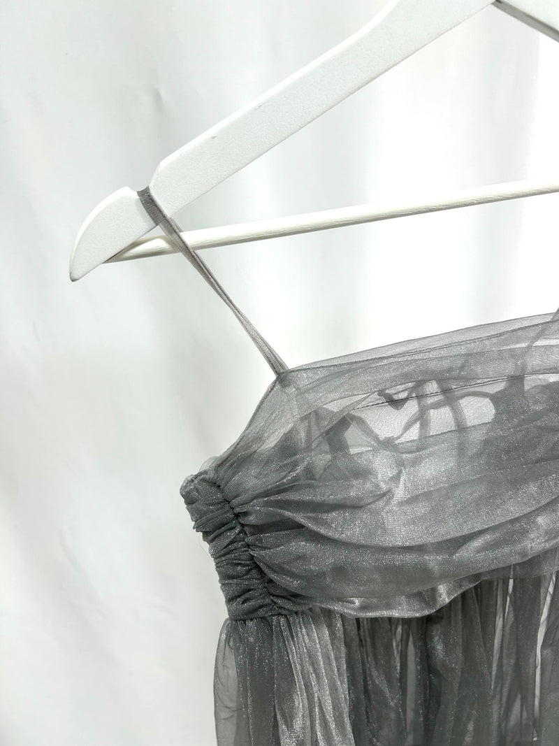 25023Gray Tulle Camisole Top