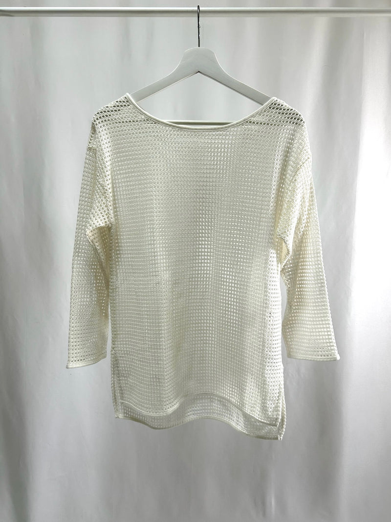 25063Ivory Mesh Top